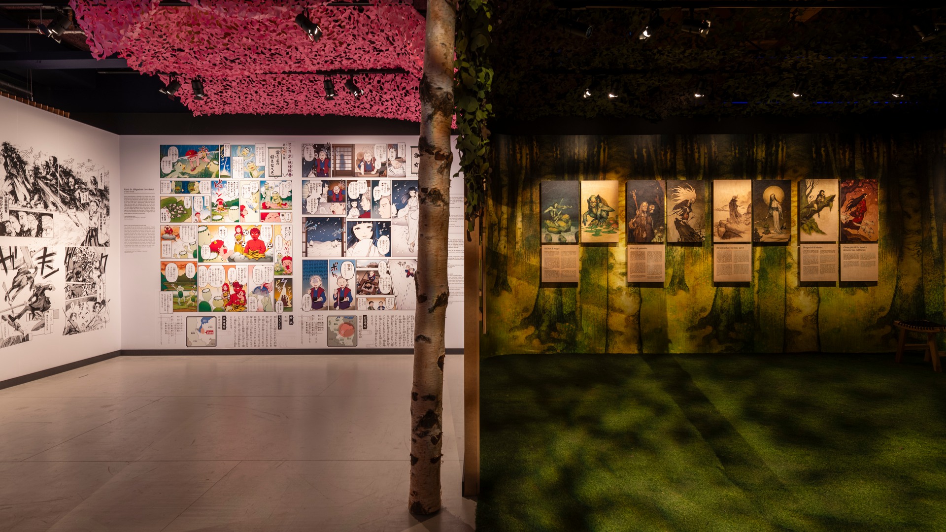Photo showing two parts of the exhibition. 