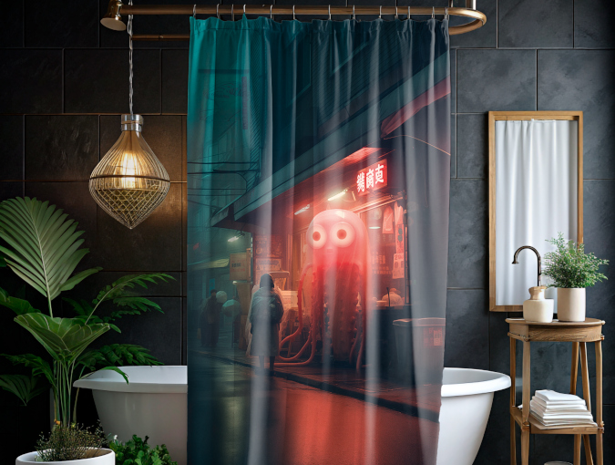 Shower curtain. Photo.