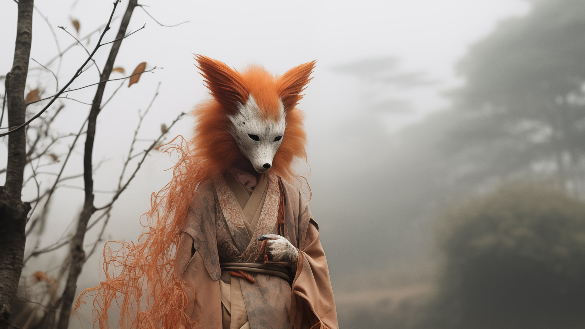 En yokai i kitsune. Animation.